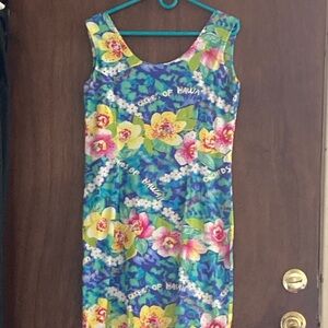 Floral Sleeveless Dress - Blue and Pink